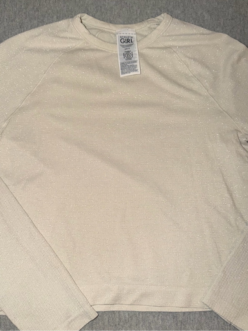 Athleta Girl Cream Long Sleeve with Subtle Shimmer